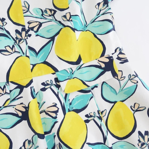 Draper James Lemon Orchard Love Circle White & Yellow Fit & Flare Dress 12 - Picture 9 of 15